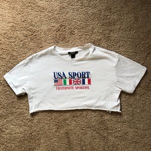 USA SPORT White Printed Crop Top